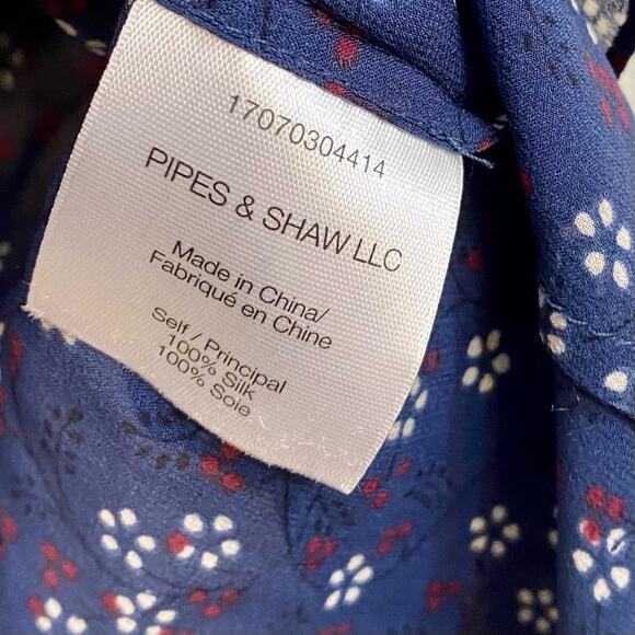 Veronica Beard Finley Silk Ruffle Tie Neck Blouse Dark Blue Floral Women’s Sz 0 - Picture 5 of 16